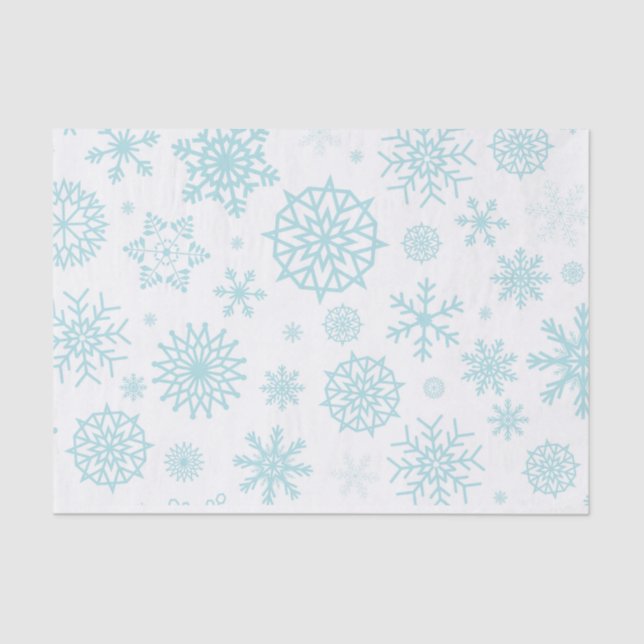 Aqua-weiße Winter-Schneeflocke-Weihnachtsfeiertage Seidenpapier (Vorderseite)