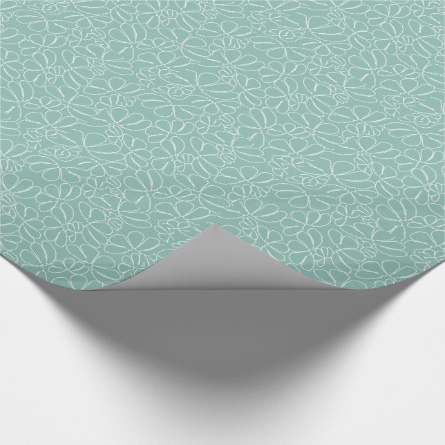 Aqua Whimsical Ikat Floral Petal Doodle Muster Geschenkpapier (Ecke)