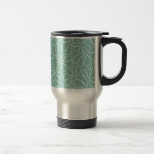 Aqua Whimsical Ikat Floral Petal Doodle Muster Reisebecher
