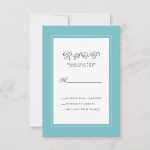 Aqua White Elegant Hochzeitsreaktion RSVP Karte