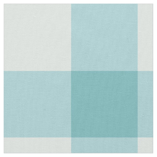 Aqua White Gingham Check Combed Cotton Fabric Stoff (Nahaufnahme)