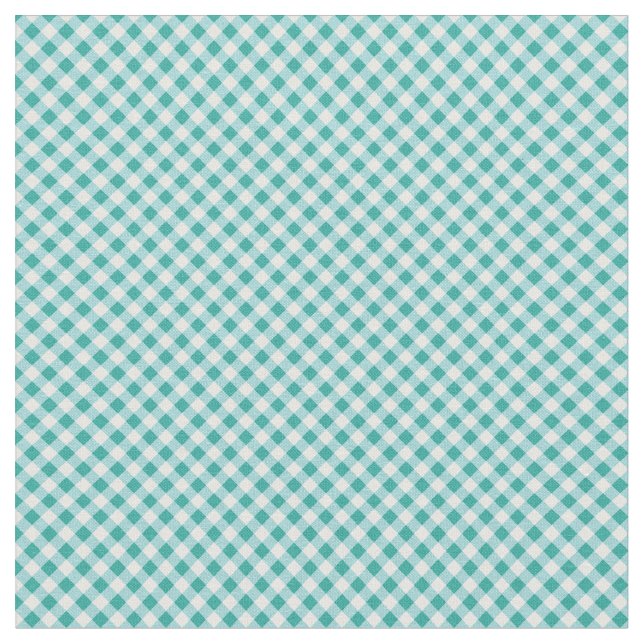 Aqua White Gingham Stoff (Nahaufnahme)