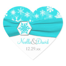 Aqua, White, Gray Snowflakes Hochzeitsticker