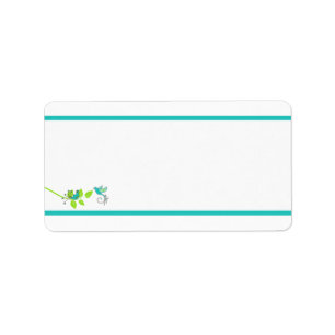 Aqua White Green Floral Birds Blank Address Label Adressaufkleber