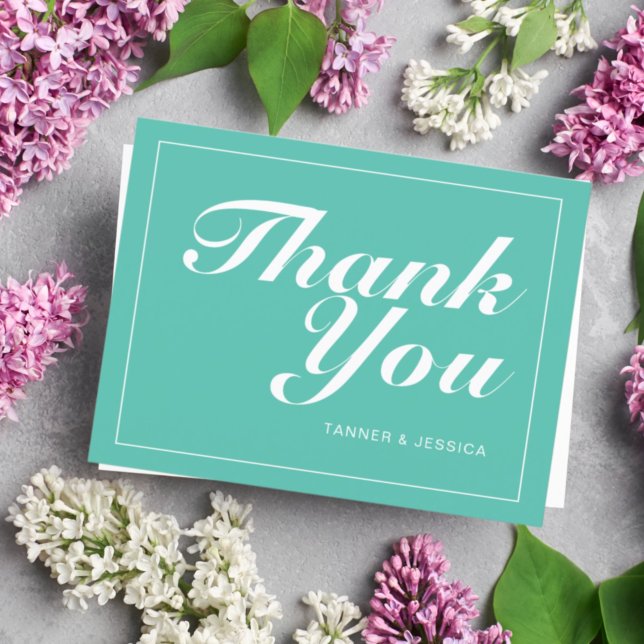 Aqua & White Modern Minimalistisch Danke Postcard Postkarte (Von Creator hochgeladen)