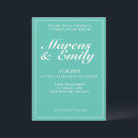 Aqua & White Moderne Minimalistische Hochzeitseinl Einladung<br><div class="desc">Hübsch,  modern,  minimalistisch und trendig präsentiert sich die Hochzeitseinladung mit einem aquablauen Hintergrund (Pantone's 2022 Farbauswahl "Cascade") mit weißen,  anpassbaren Textblöcken in modernen Schriftart</div>