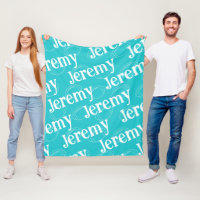 Aqua & White Novelty Football Fleece Blanket