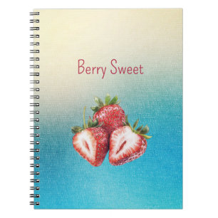 Aqua White Ombre Berry Sweet Erdbeeren Notizblock