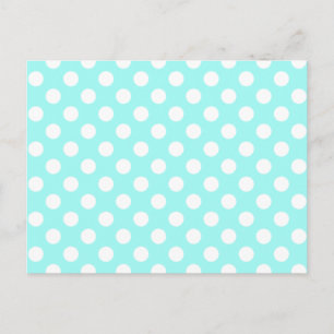 Aqua & White Polka Dot Wedding RSVP Postcard Einladungspostkarte