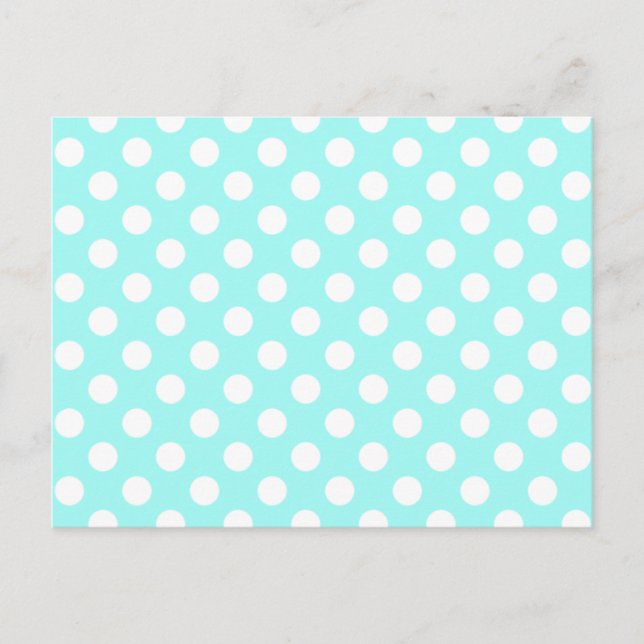 Aqua & White Polka Dot Wedding RSVP Postcard Einladungspostkarte (Vorderseite)