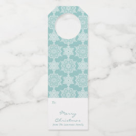 Aqua White Snowflake Weihnachtsgeschenk Flaschenanhänger