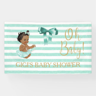 Aqua White Stripe Ethnic Baby Ballerina Tutu Banner