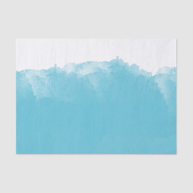 Aqua White Watercolor Ombre Seidenpapier (Vorderseite)