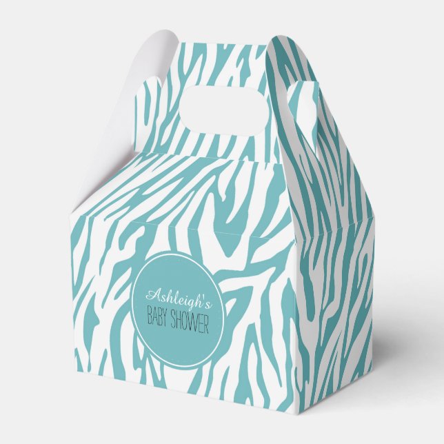 Aqua White Zebra Print Geschenkschachtel (Vorderseite)