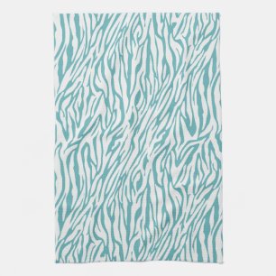 Aqua White Zebra Print Handtuch