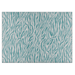 Aqua White Zebra Print Schneidebrett