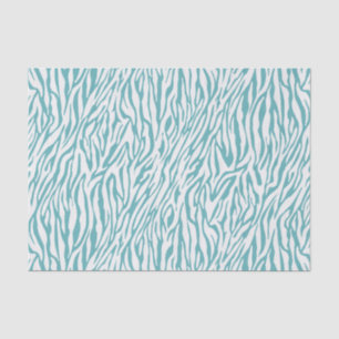 Aqua White Zebra Print Seidenpapier