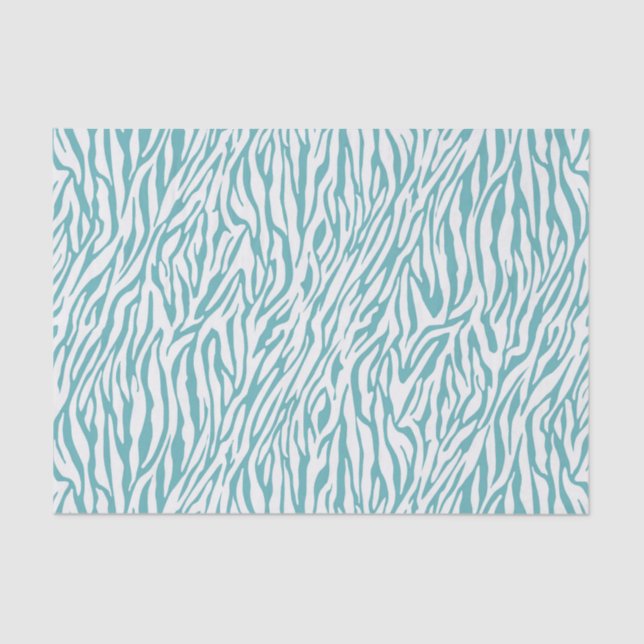 Aqua White Zebra Print Seidenpapier (Vorderseite)