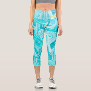 Aqua Wirbel INITIALS Ocean Water Beach Fun Capri Leggings