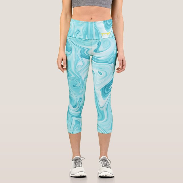Aqua Wirbel INITIALS Ocean Water Beach Fun Capri Leggings (Vorderseite)