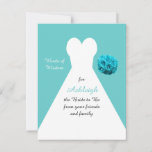 Aqua Words of Wisdom für Brides Post Card Hinweiskarte<br><div class="desc">Suchen Sie nach Wörtern der Weisheit Postkarten für die Braut zu sein? Sieh nicht weiter. Dieses hübsche Design in Aqua besticht durch ein weißes Brautkleid mit Rose rechts auf Aquarelle. Die Rückseite der Postkarte ist den Worten der Weisheit der Braut vorbehalten. Sie können die Vorderseite mit dem Namen der Braut...</div>