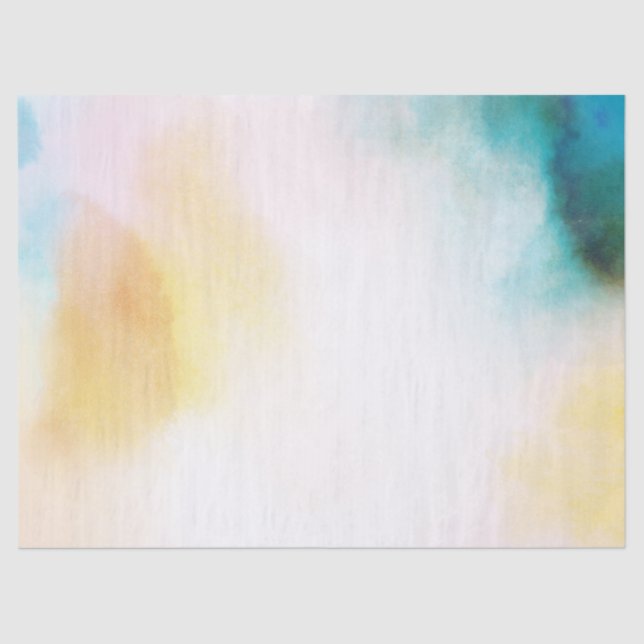 Aqua Yellow Blush Gefärbte Krawatte Ombre Seidenpapier (Vorderseite)