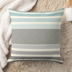 Aqua Yellow Grey Reversible Arrow Herringbone Kissen