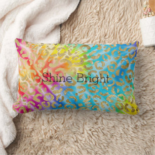 Aqua Yellow Red Gefärbte Krawatte Gold Glam Leopar Lendenkissen