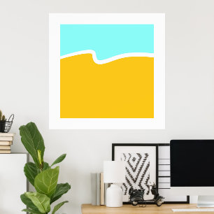 Aqua Yellow Wave Color Block Poster