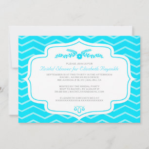Aqua Zickzack Bridal Dusche Einladungen