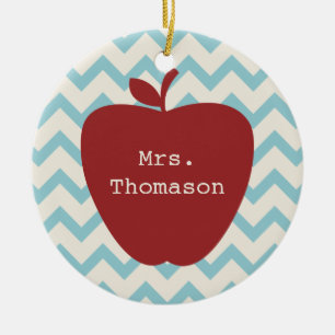Aqua-Zickzack roter Apple-Lehrer Keramikornament