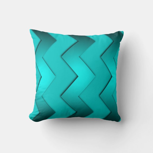 Aqua Zig Zag Designkissen Kissen (Vorderseite)