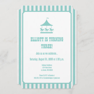Aquablaue Seersucker-Karussell-Einladung Einladung