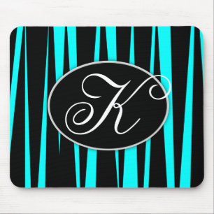 Aquablauer Zebra Stripes mit Monogramm Mousepad