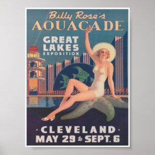 Aquacade, Große Seen, Vintage Werbung Poster