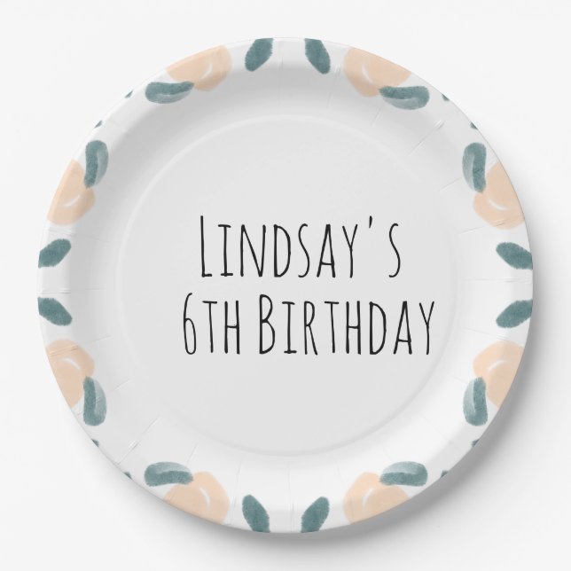 Aquädukte Pfirsich Birthday Border Art Napkin Pappteller (Vorderseite)