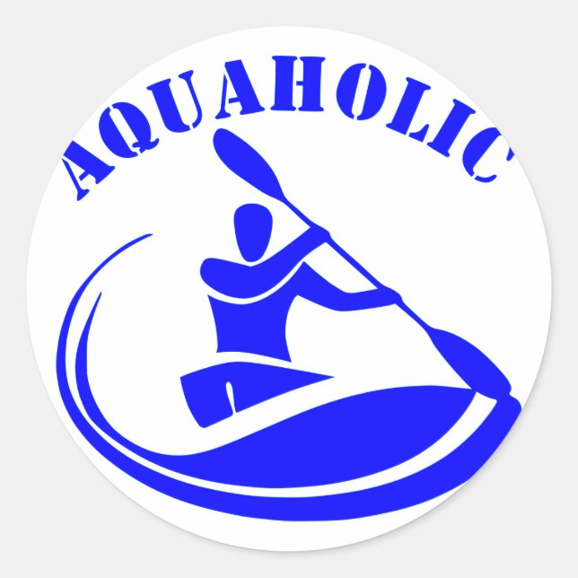 Aquaholic Kayak Typ Runder Aufkleber (Vorderseite)