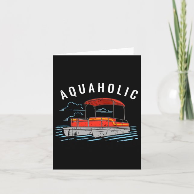 Aquaholic Pun - Funny Lake Pontoon Bootstour m Karte (Vorderseite)