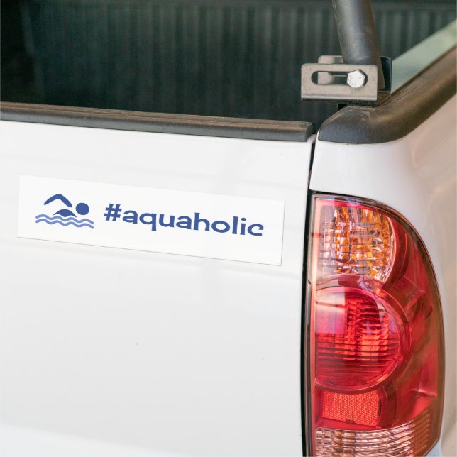Aquaholische Schwimmblauer auf Weiß Autoaufkleber (Auf Lkw)