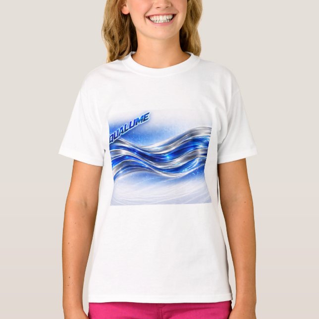 Aqualume Flow Shirt – Blue Silver Wave Energy Desi (Vorderseite)