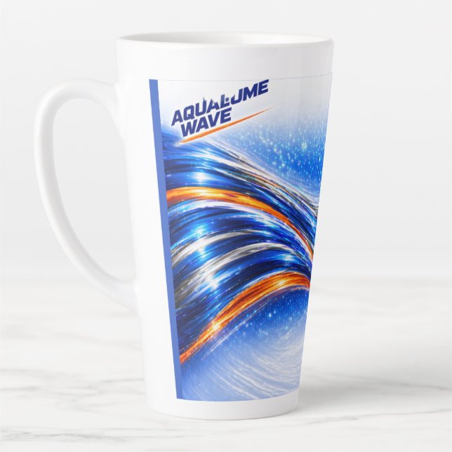 Aqualume Wave Mug – Blue Orange Abstract Flow Desi Milchtasse (Links)