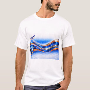 Aqualume Wave Shirt – Blaue Orange Abstrakte Ström
