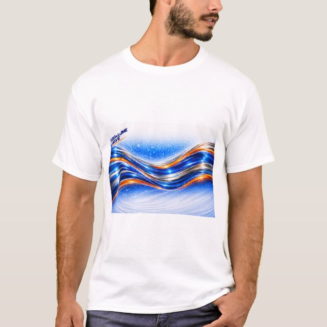 Aqualume Wave Shirt – Blaue Orange Abstrakte Ström (Vorderseite)
