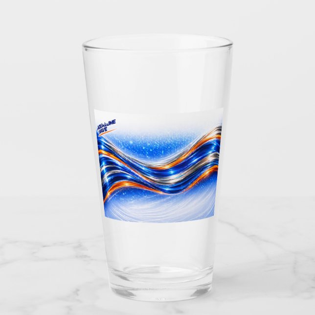 Aqualume Wave Shirt – Blaue Orange Abstrakte Ström Glas (Vorderseite)