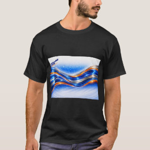 Aqualume Wave Shirt – Blaue Orange Abstrakter Flus