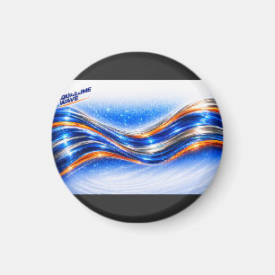 Aqualume Wave Shirt – Blaue Orange Abstrakter Flus Magnet
