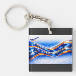 Aqualume Wave Shirt – Blaue Orange Abstrakter Flus Schlüsselanhänger