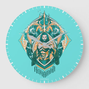 Aquaman   Aquaman u. Trenchers grafisch Große Wanduhr
