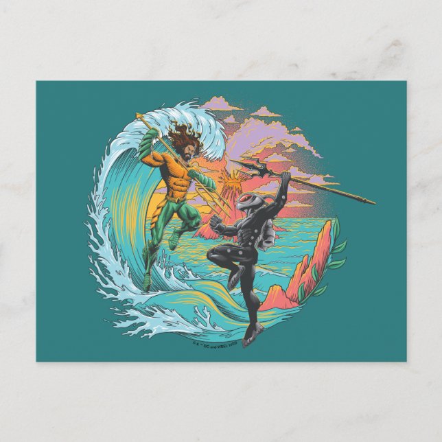Aquaman & Black Manta Gezeitenwelle Postkarte (Vorderseite)