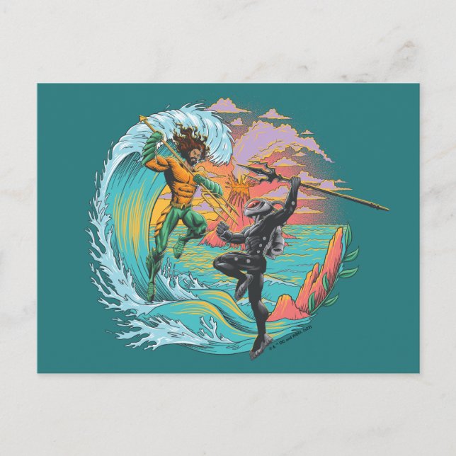 Aquaman & Black Manta Gezeitenwelle Postkarte (Vorderseite)